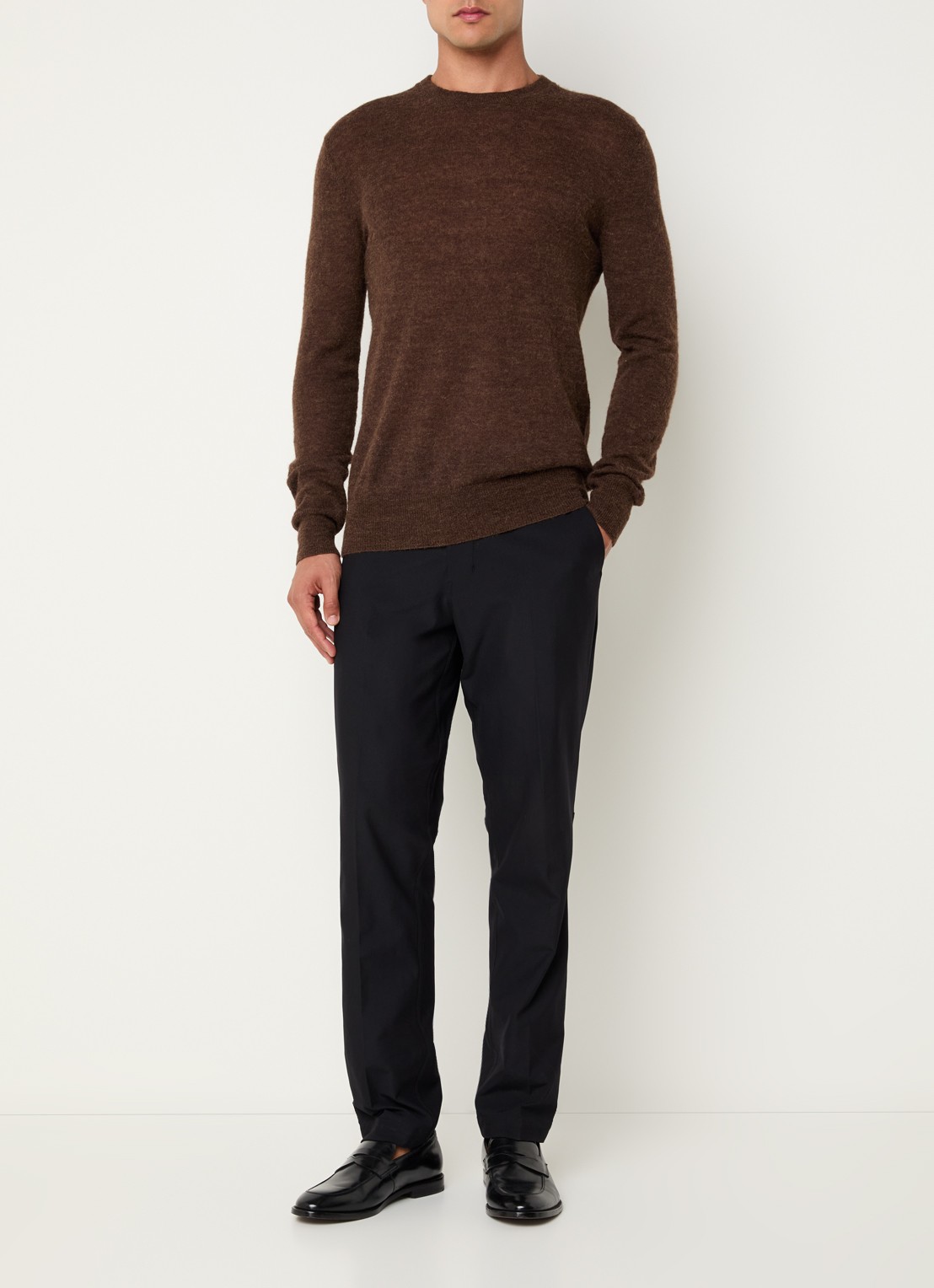 Strellson Alpus fijngebreide pullover alpaca wolblend - voorkant 3 bruin
