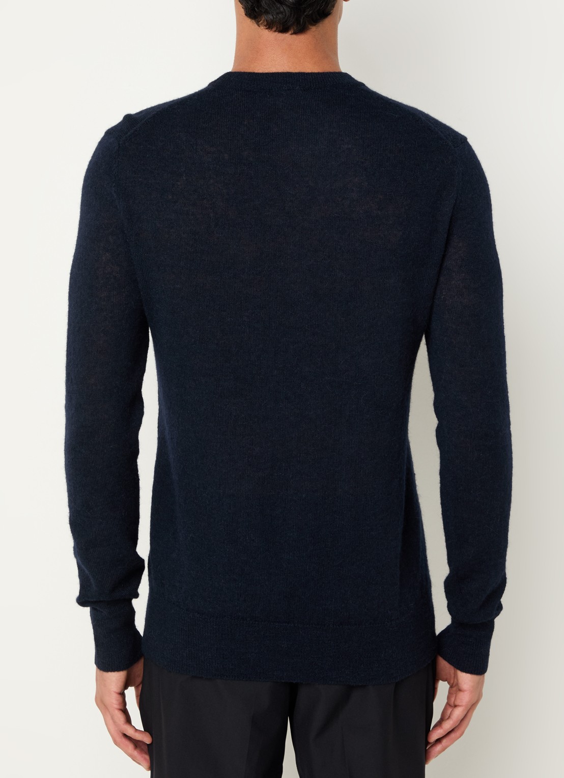 Strellson Alpus fijngebreide pullover alpaca wolblend - achterkant 3 donkerblauw