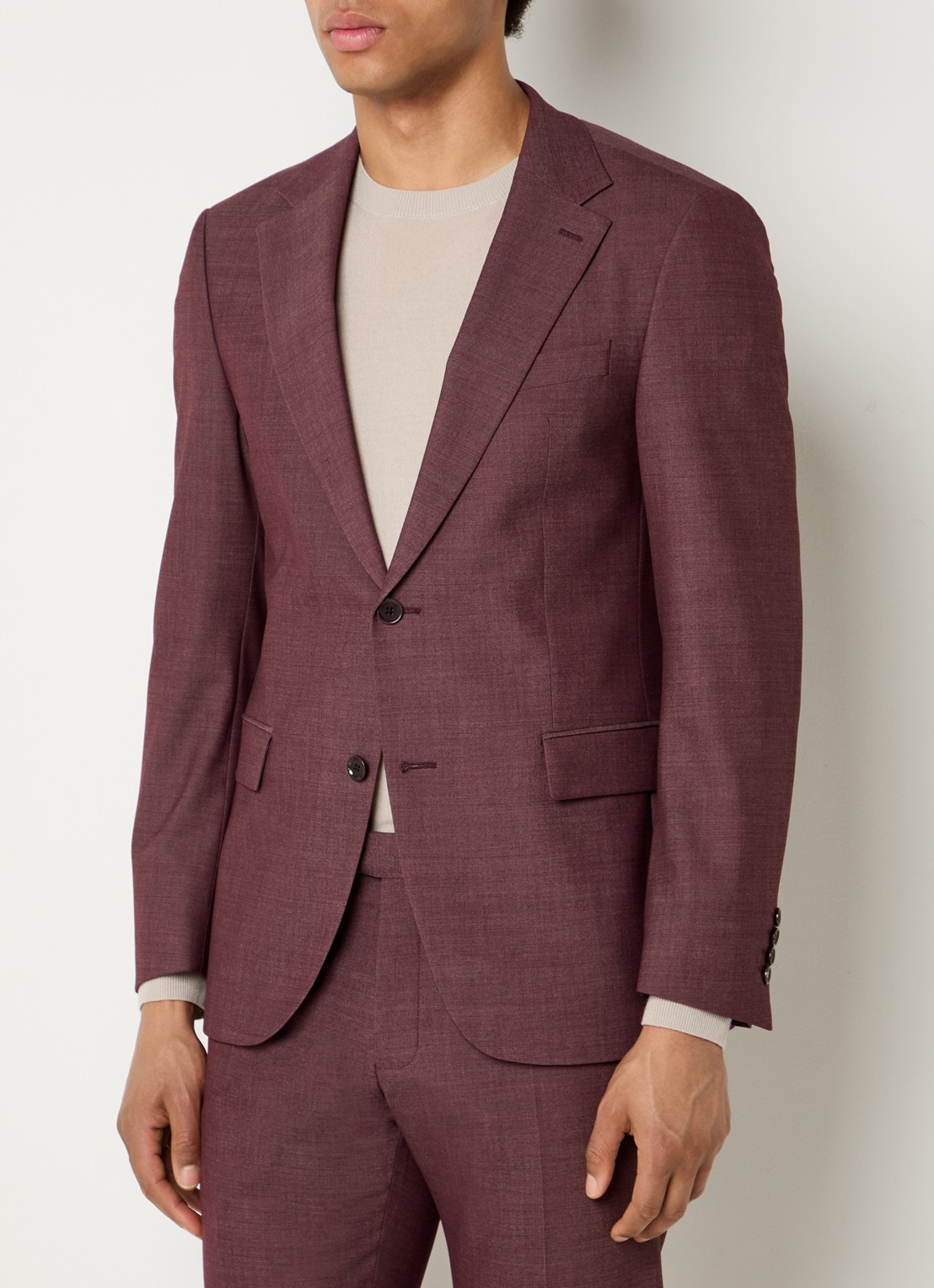 Strellson Alzer regular fit colbert met klepzakken - detail 4 bordeauxrood