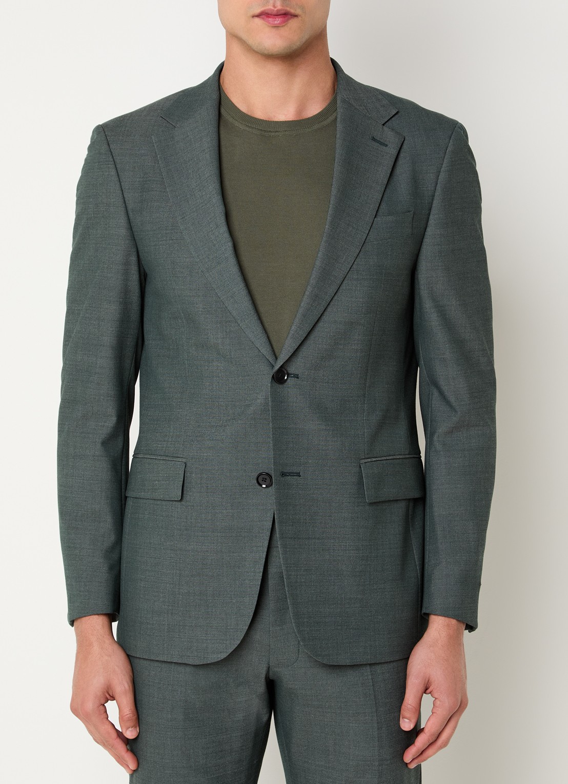 Strellson Alzer regular fit colbert met klepzakken - detail 3 olijfgroen