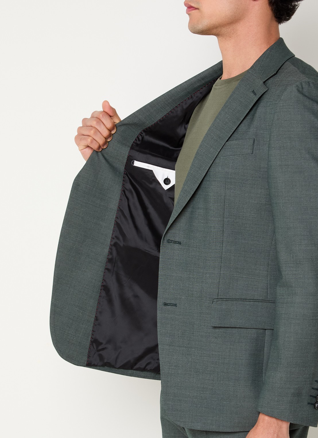 Strellson Alzer regular fit colbert met klepzakken - detail 4 olijfgroen