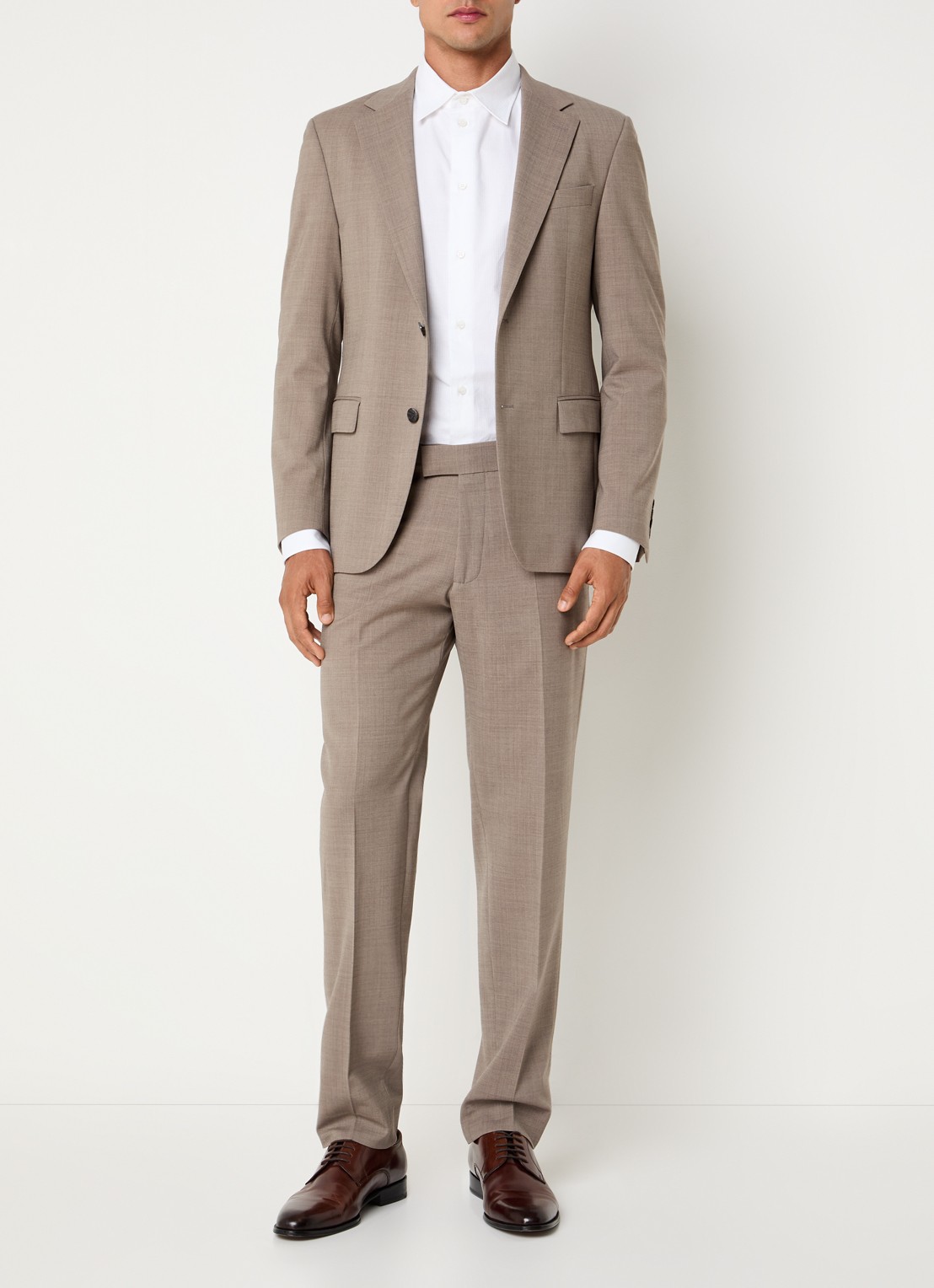 Strellson Alzer4 regular fit colbert in wolblend - voorkant 7 beige