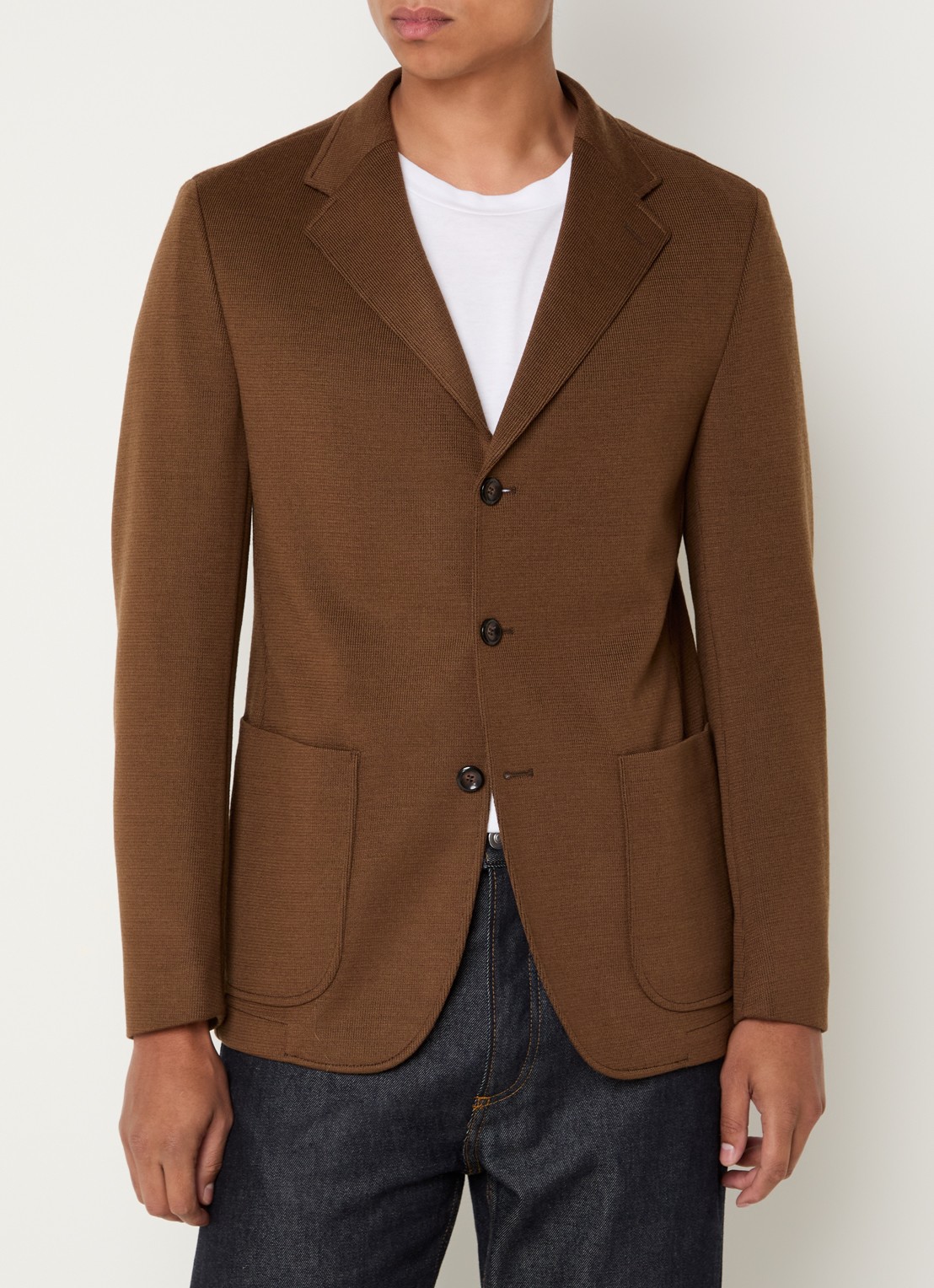 Strellson Andre-j regular fit colbert in wolblend met opgestikte zakken - detail 2 bruin