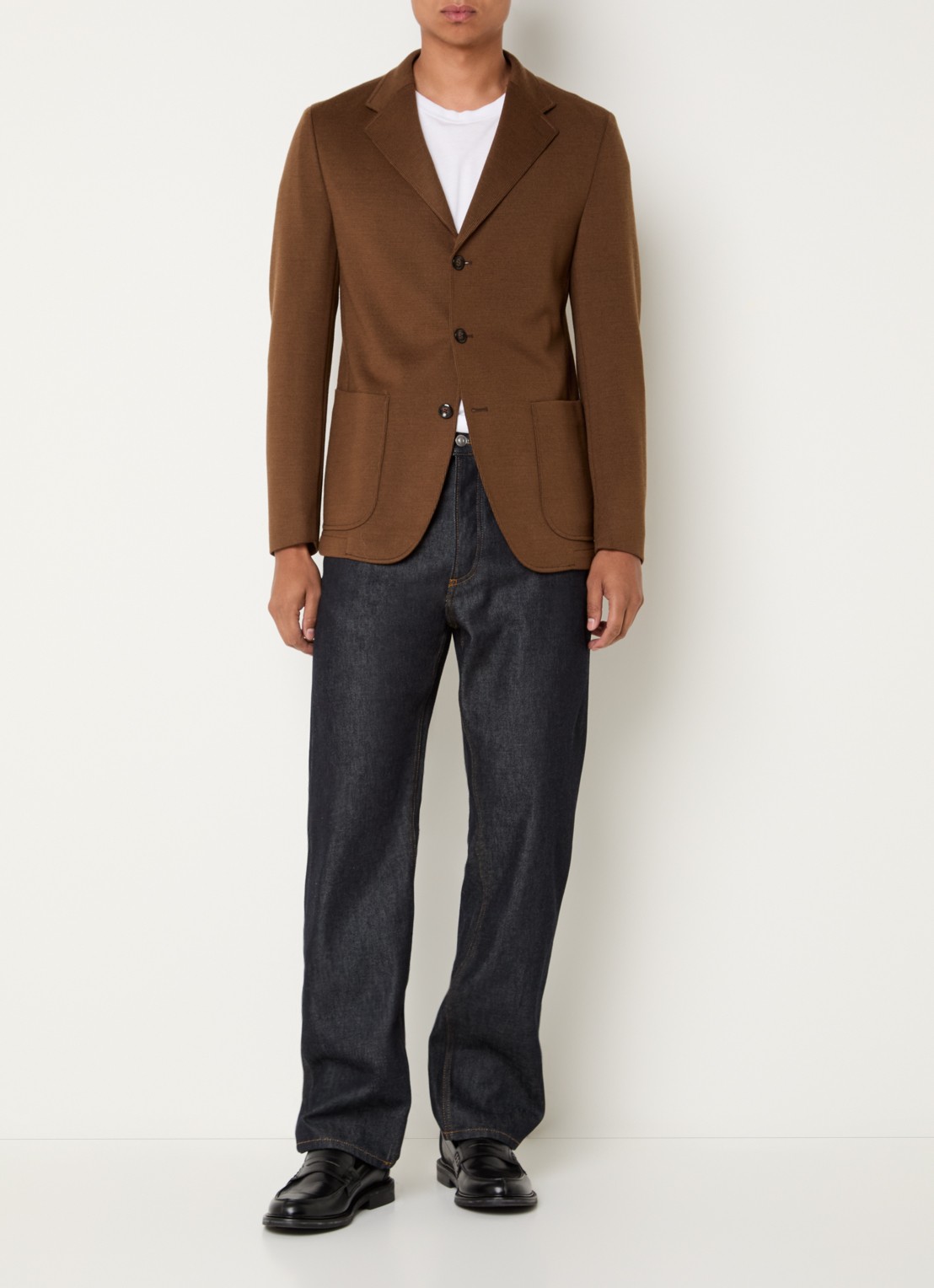 Strellson Andre-j regular fit colbert in wolblend met opgestikte zakken - voorkant 4 bruin