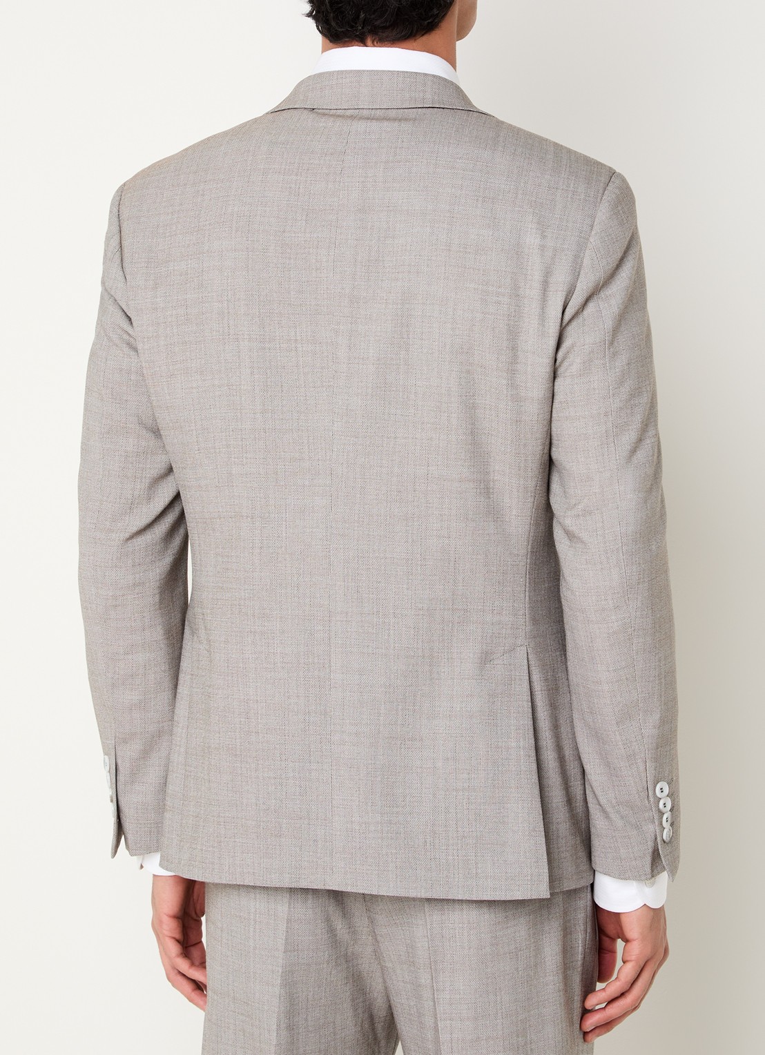 Strellson Arndt slim fit colbert in wolblend met opgestikte zakken - achterkant lichtbruin
