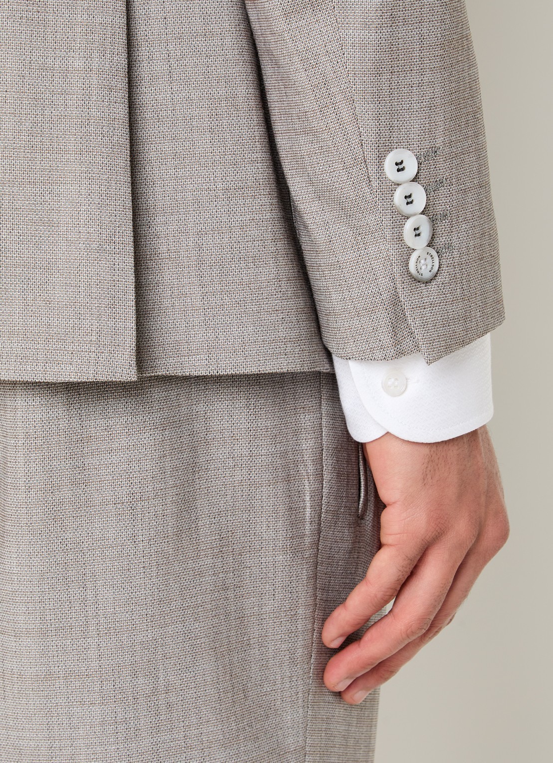 Strellson Arndt slim fit colbert in wolblend met opgestikte zakken - detail 6 lichtbruin