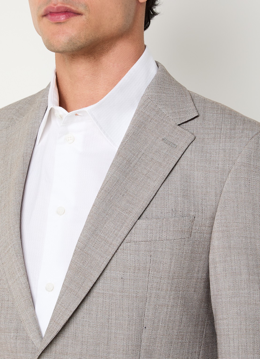 Strellson Arndt slim fit colbert in wolblend met opgestikte zakken - detail 7 lichtbruin