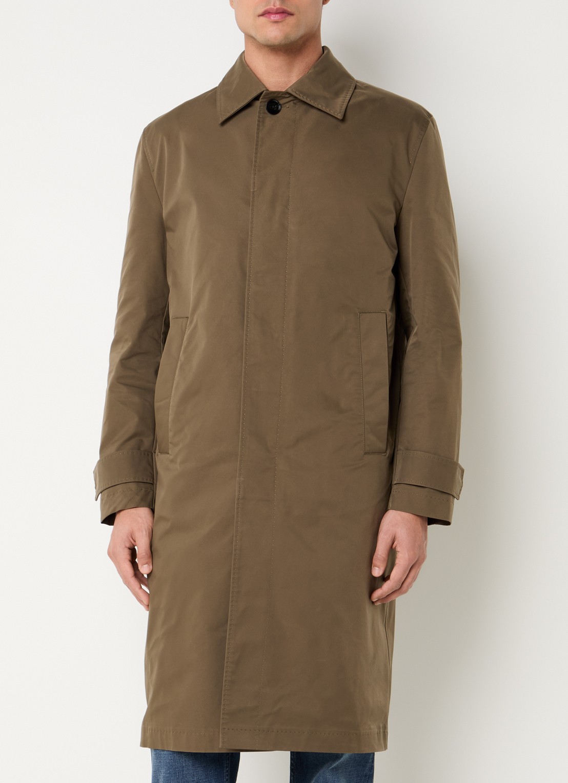 Strellson Barletta trenchcoat met steekzakken en kraag - detail 4 mosgroen