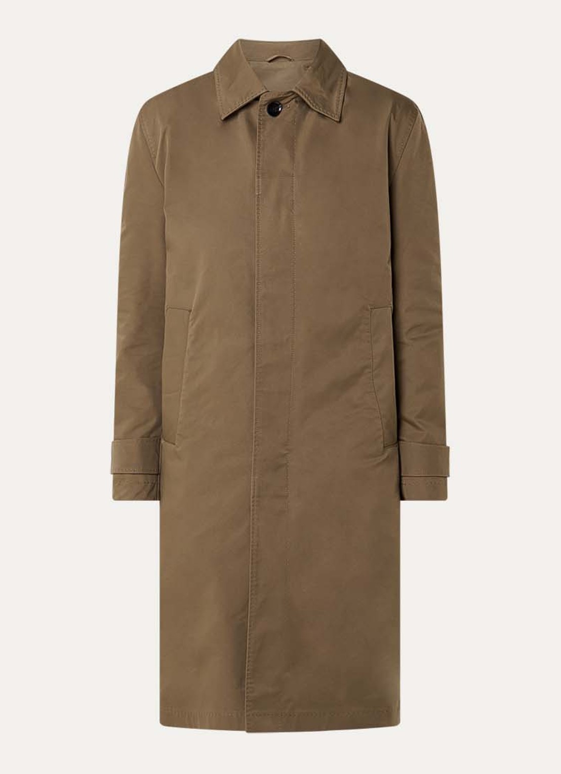 Strellson Barletta trenchcoat met steekzakken en kraag - voorkant 2 mosgroen