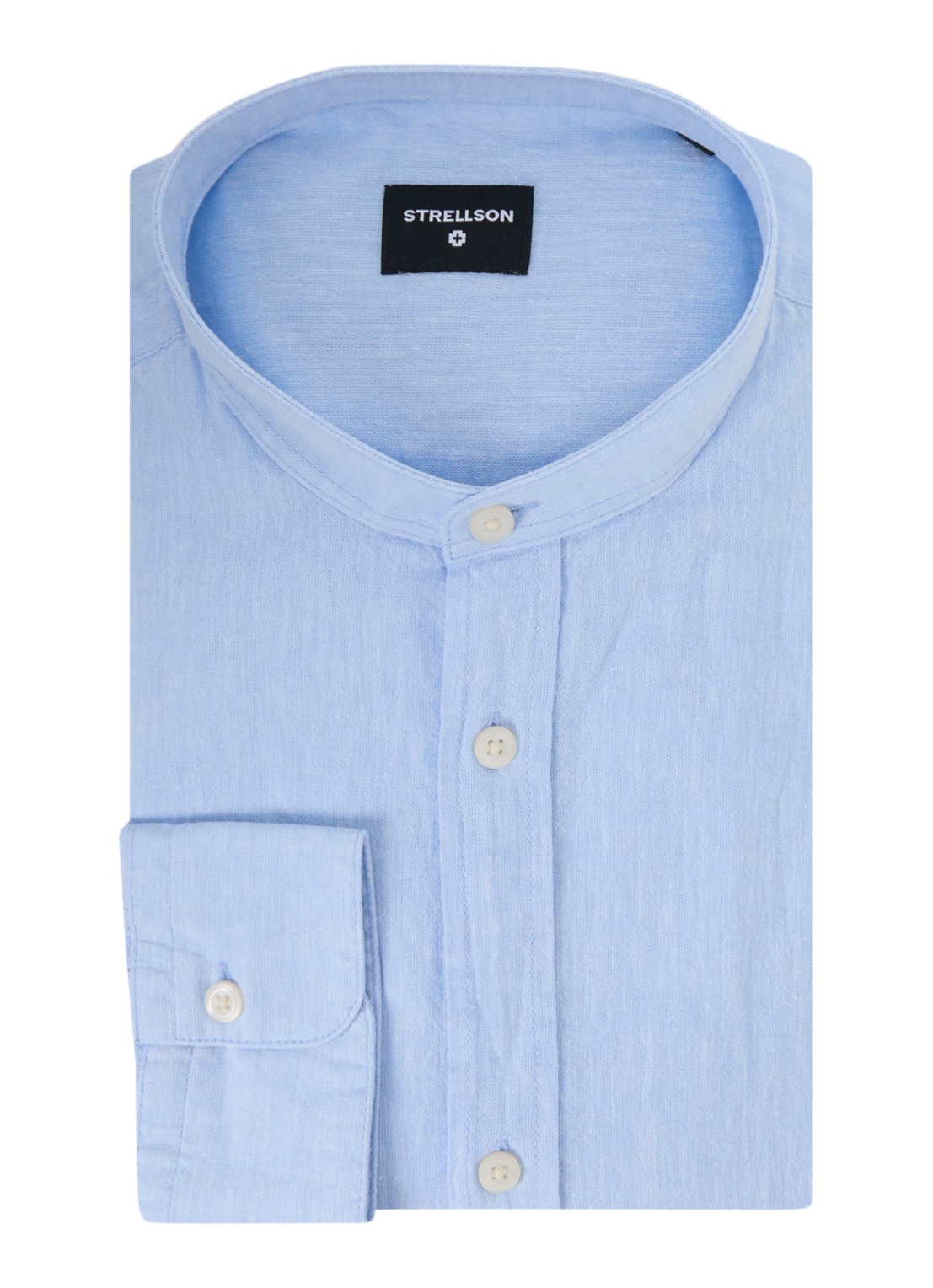 Strellson Calisto regular fit overhemd in linnenblend - voorkant 3 lichtblauw