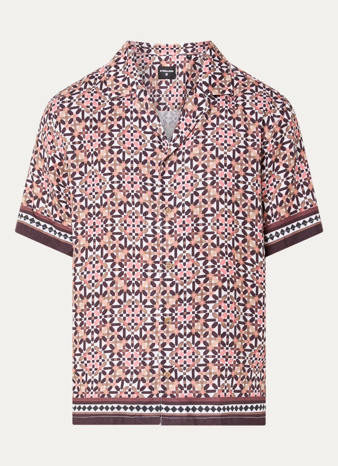 Strellson Carlos regular fit overhemd met grafische print - voorkant 3 roze