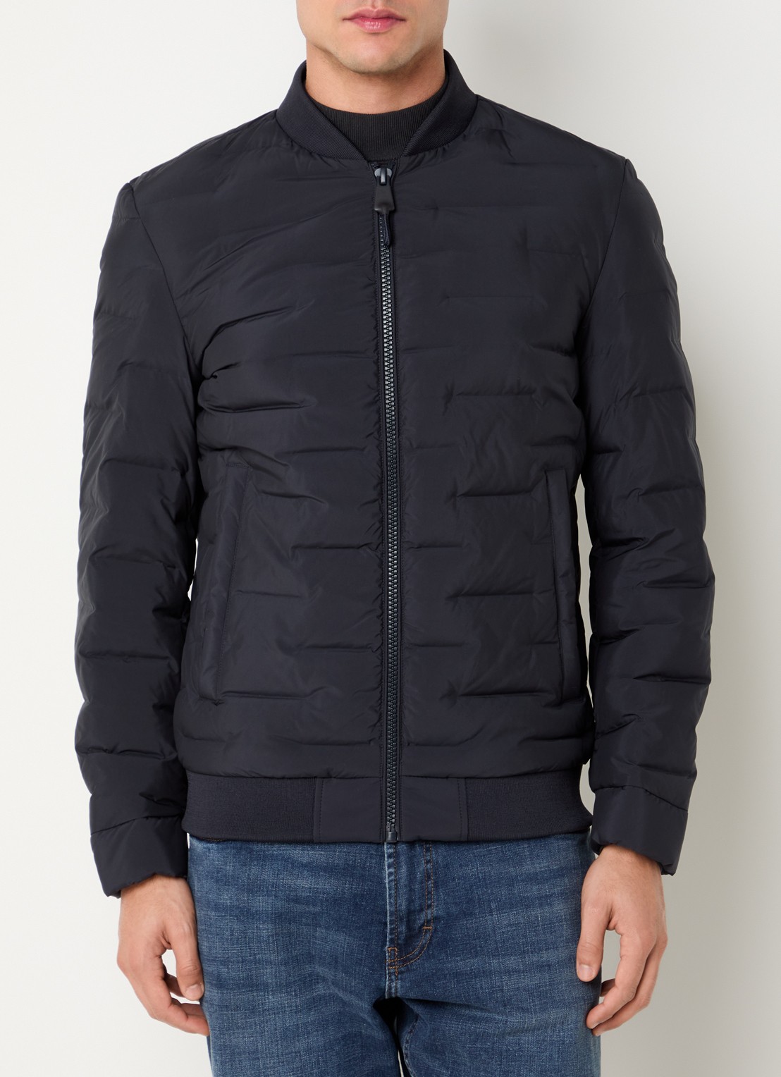 Strellson Clearwater Fused gewatteerd jack met steekzakken - detail donkerblauw