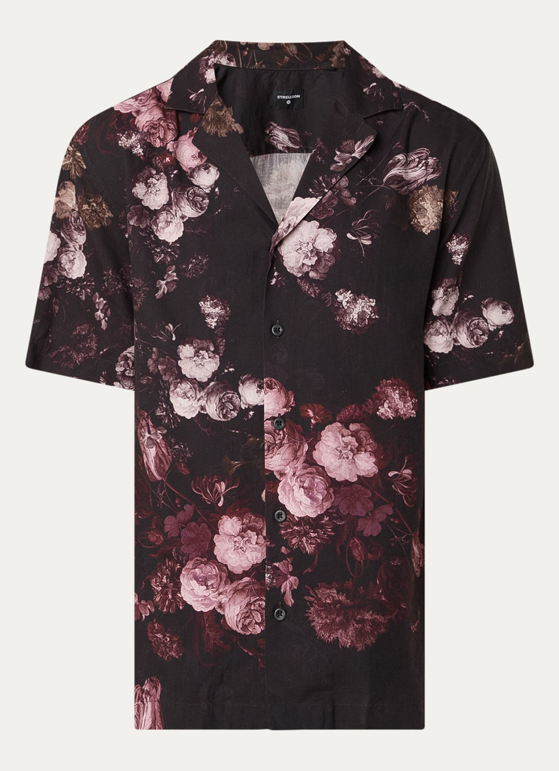 Strellson Clint regular fit overhemd met bloemenprint - voorkant 3 zwart