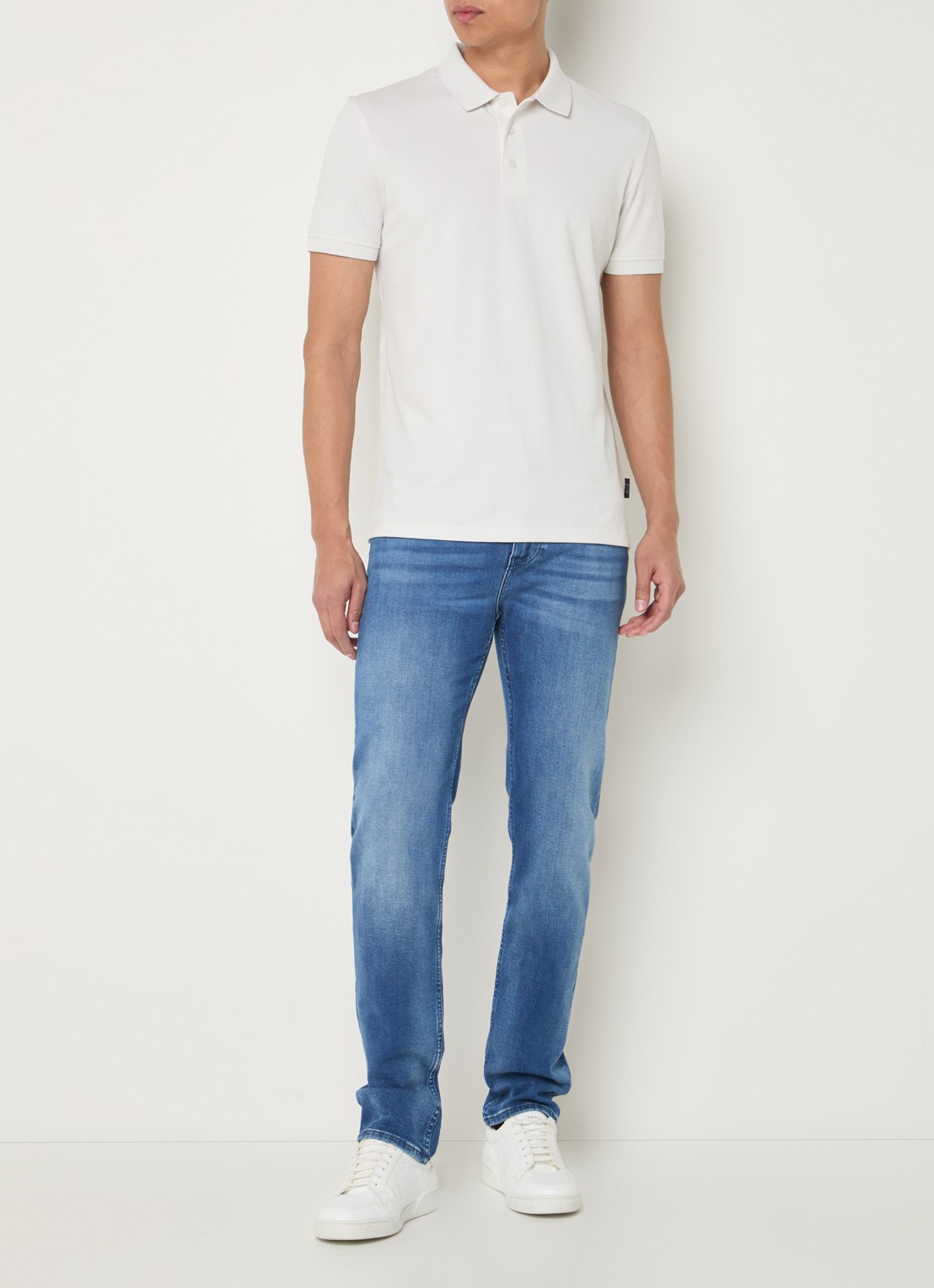 Strellson Edgar regular fit polo met stretch - voorkant 2 gebroken wit