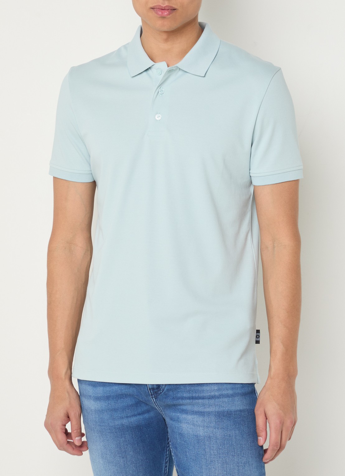 Strellson Edgar regular fit polo met stretch - detail 4 blauwgrijs