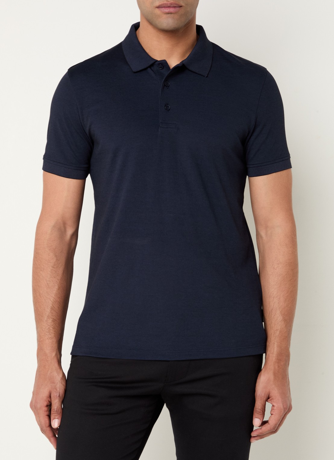 Strellson Edgar regular fit polo met stretch - detail donkerblauw