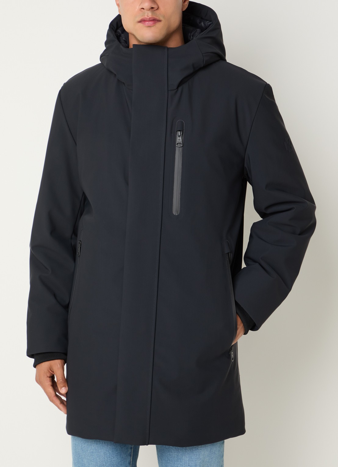 Strellson Flex Cross gewatteerde parka met waterafstotende coating - detail 3 donkerblauw