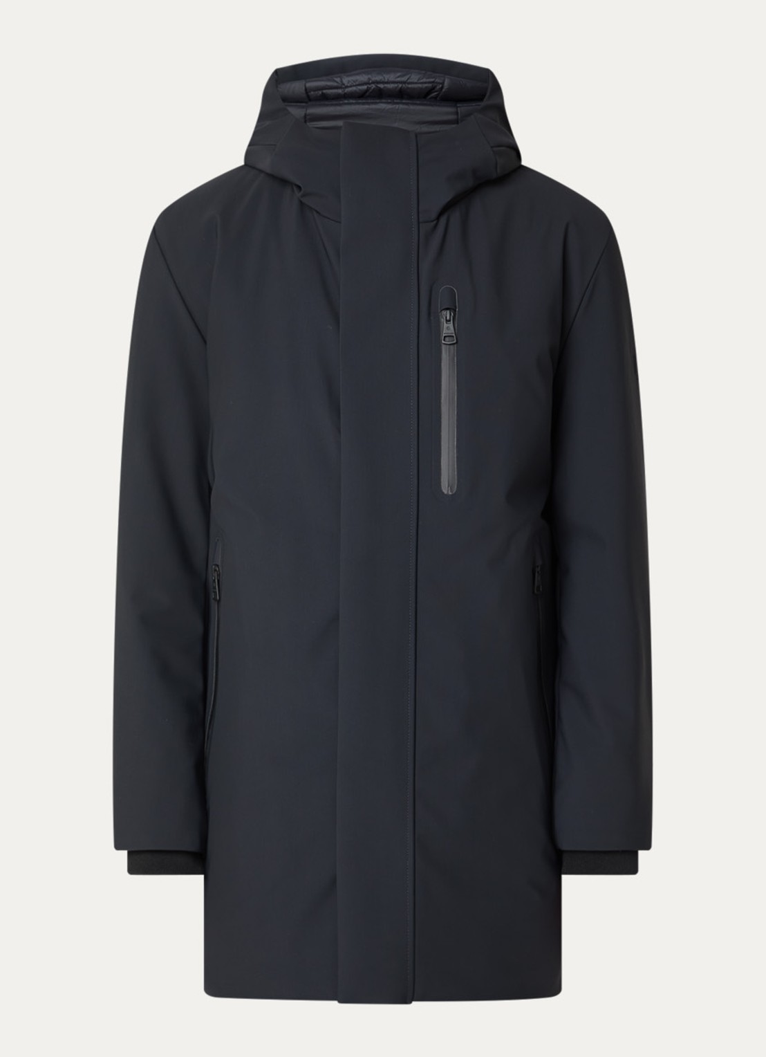 Strellson Flex Cross gewatteerde parka met waterafstotende coating - voorkant donkerblauw