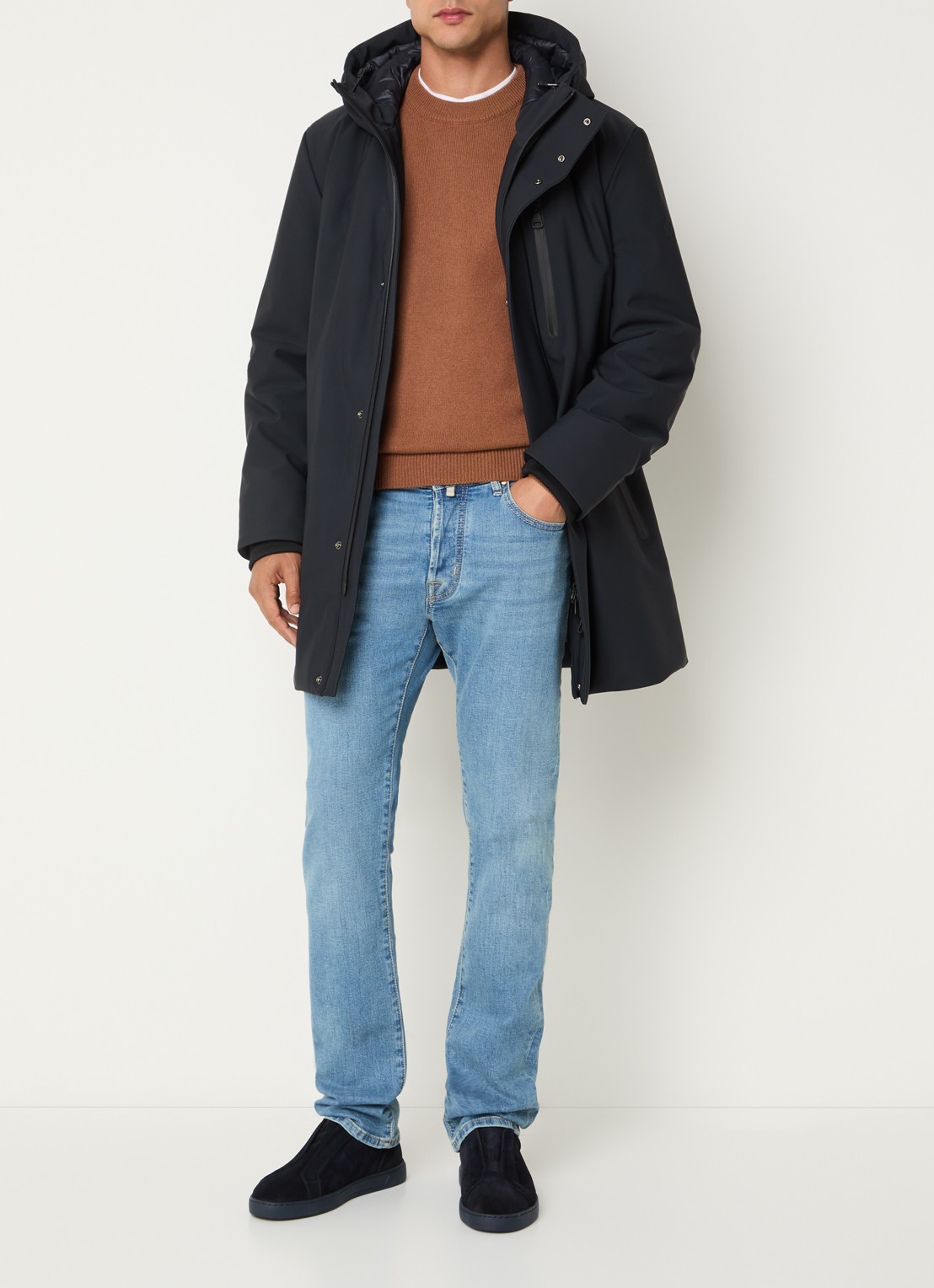 Strellson Flex Cross gewatteerde parka met waterafstotende coating - voorkant 2 donkerblauw