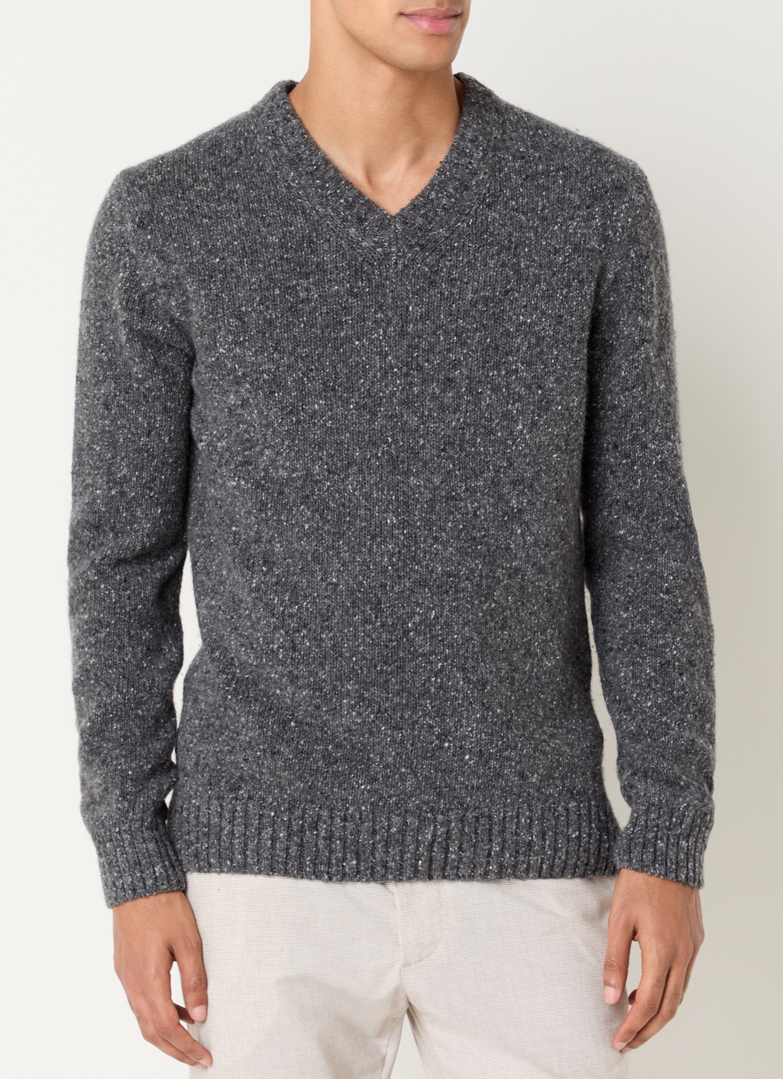 Strellson Grofgebreide pullover in wolblend  - detail 4 grijs