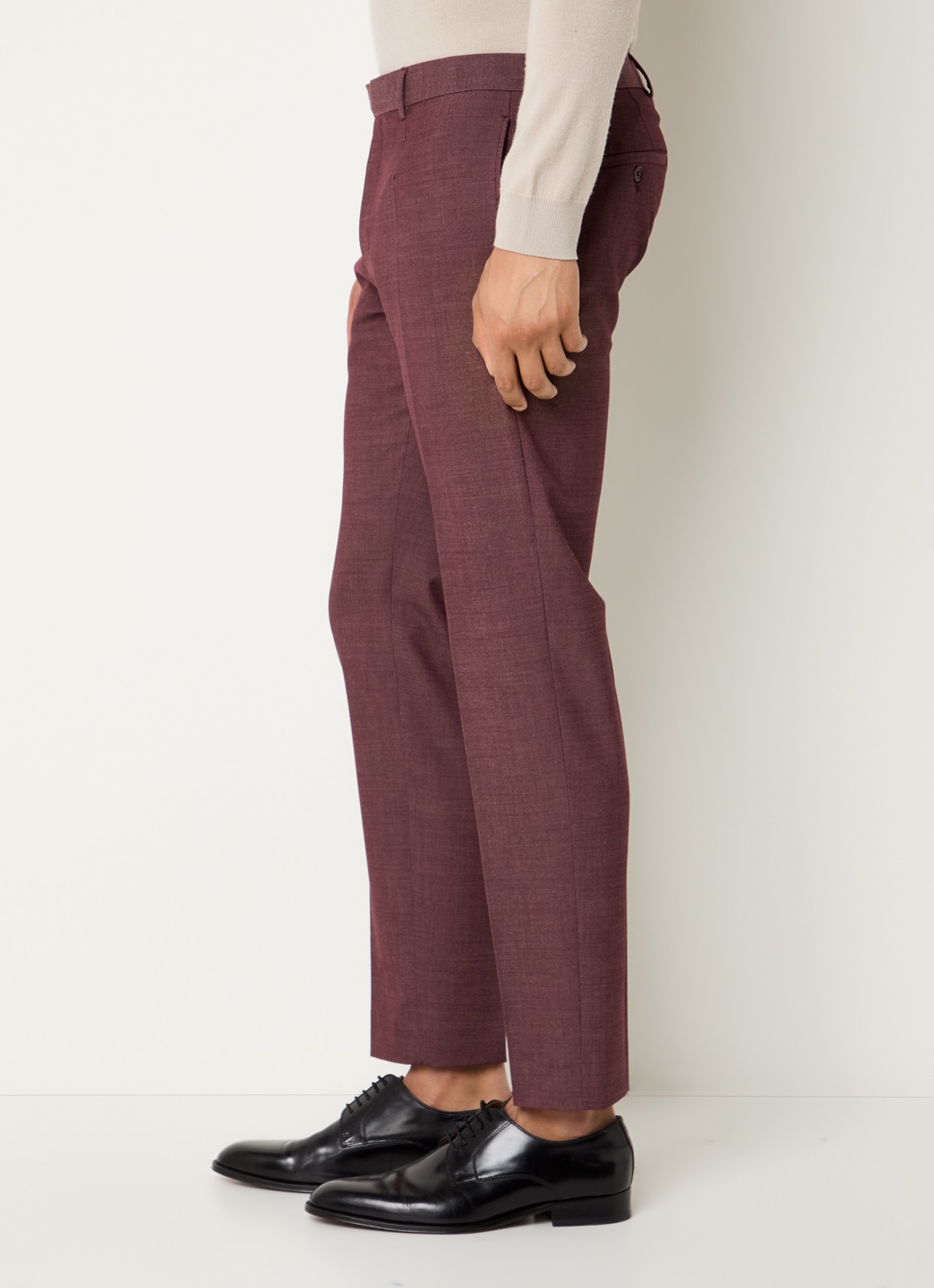 Strellson Kynd slim fit pantalon in wolblend met steekzakken - detail 5 bordeauxrood