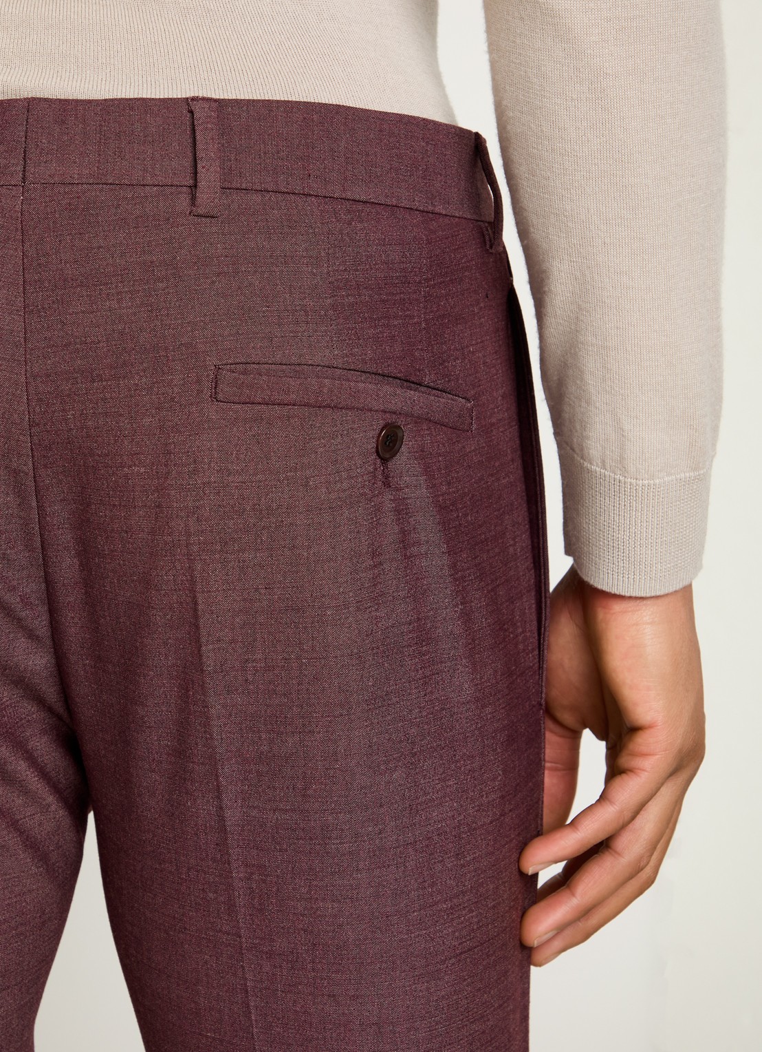 Strellson Kynd slim fit pantalon in wolblend met steekzakken - detail 6 bordeauxrood