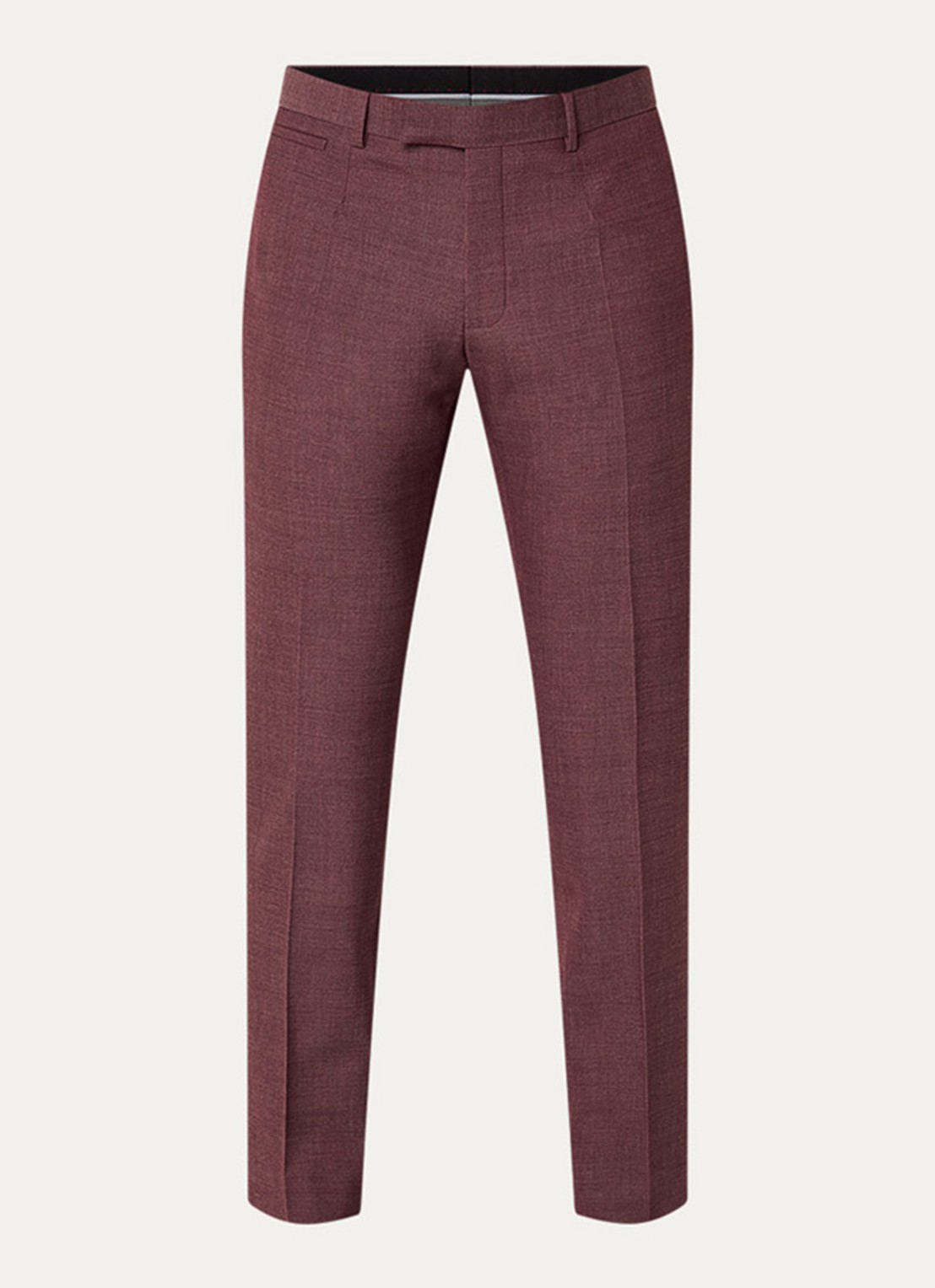 Strellson Kynd slim fit pantalon in wolblend met steekzakken - voorkant 2 bordeauxrood