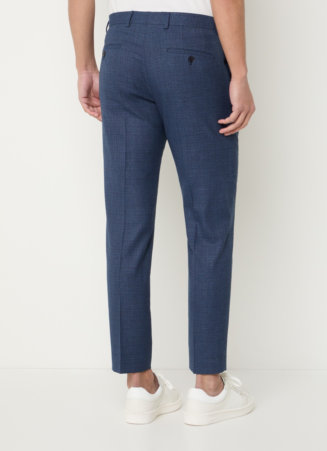 Strellson Kynd tapered fit chino met gemêleerd dessin en steekzakken - achterkant petrol