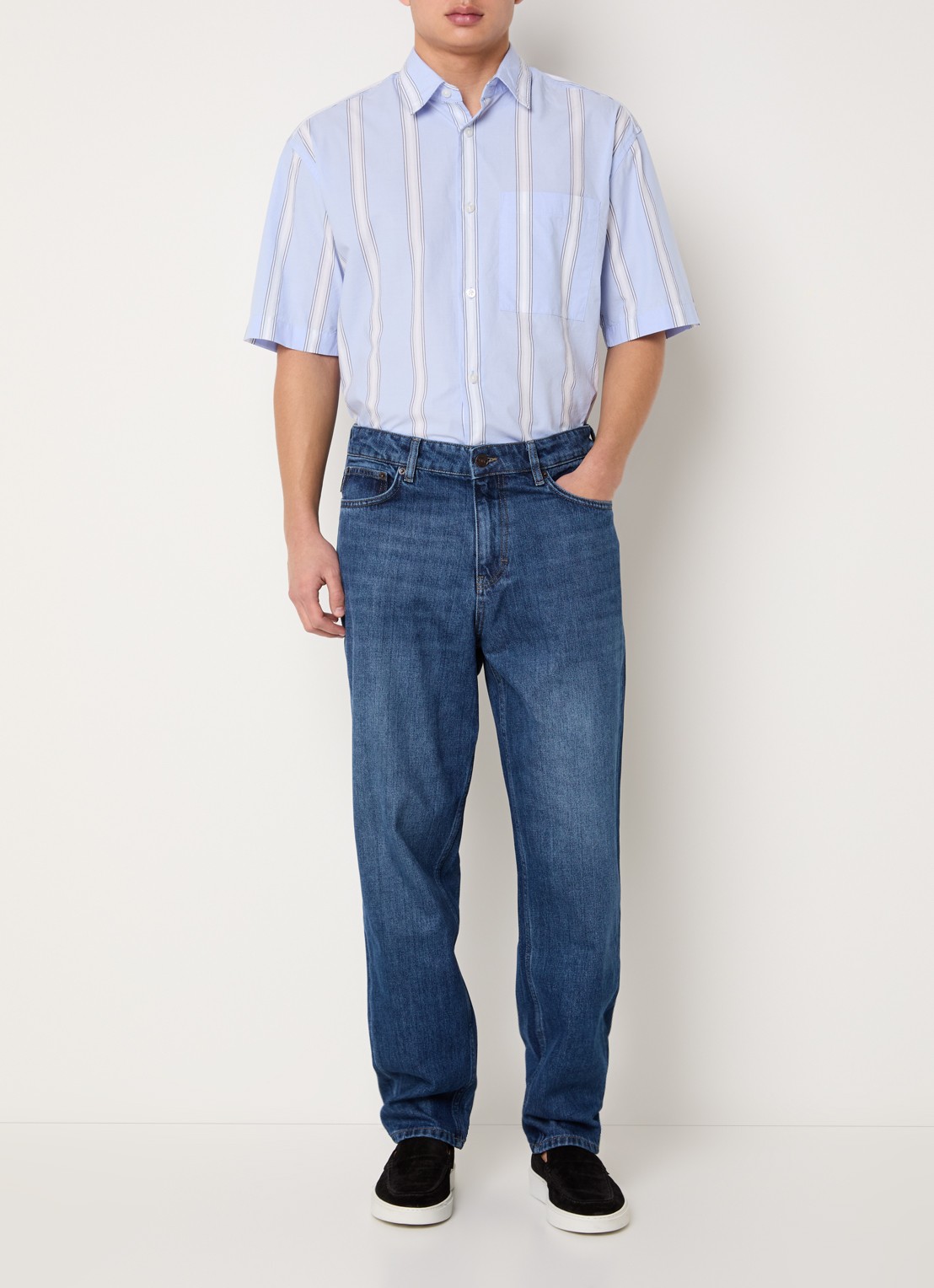 Strellson Loose fit jeans met donkere wassing - voorkant 3 indigo