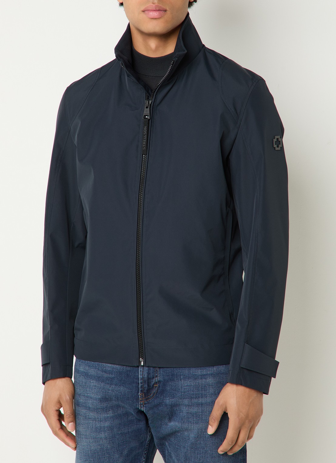 Strellson Lucca softshell jack met ritszakken - detail donkerblauw