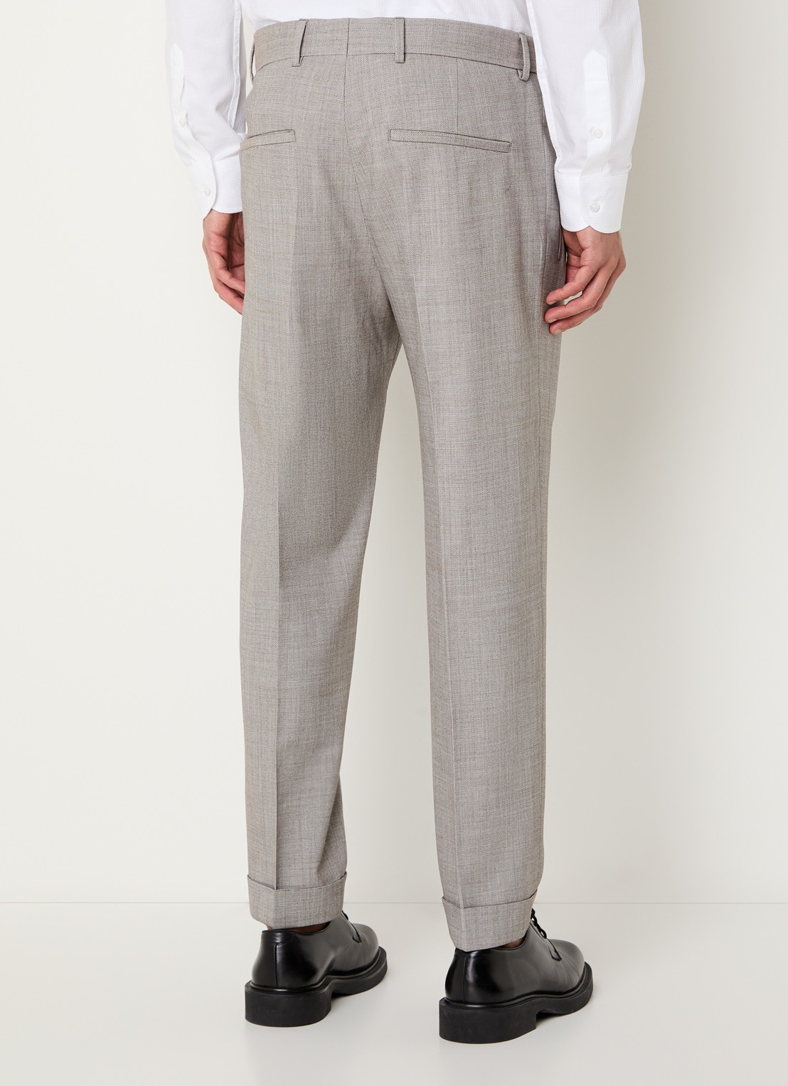 Strellson Luis straight fit pantalon in wolblend met steekzakken - achterkant beige