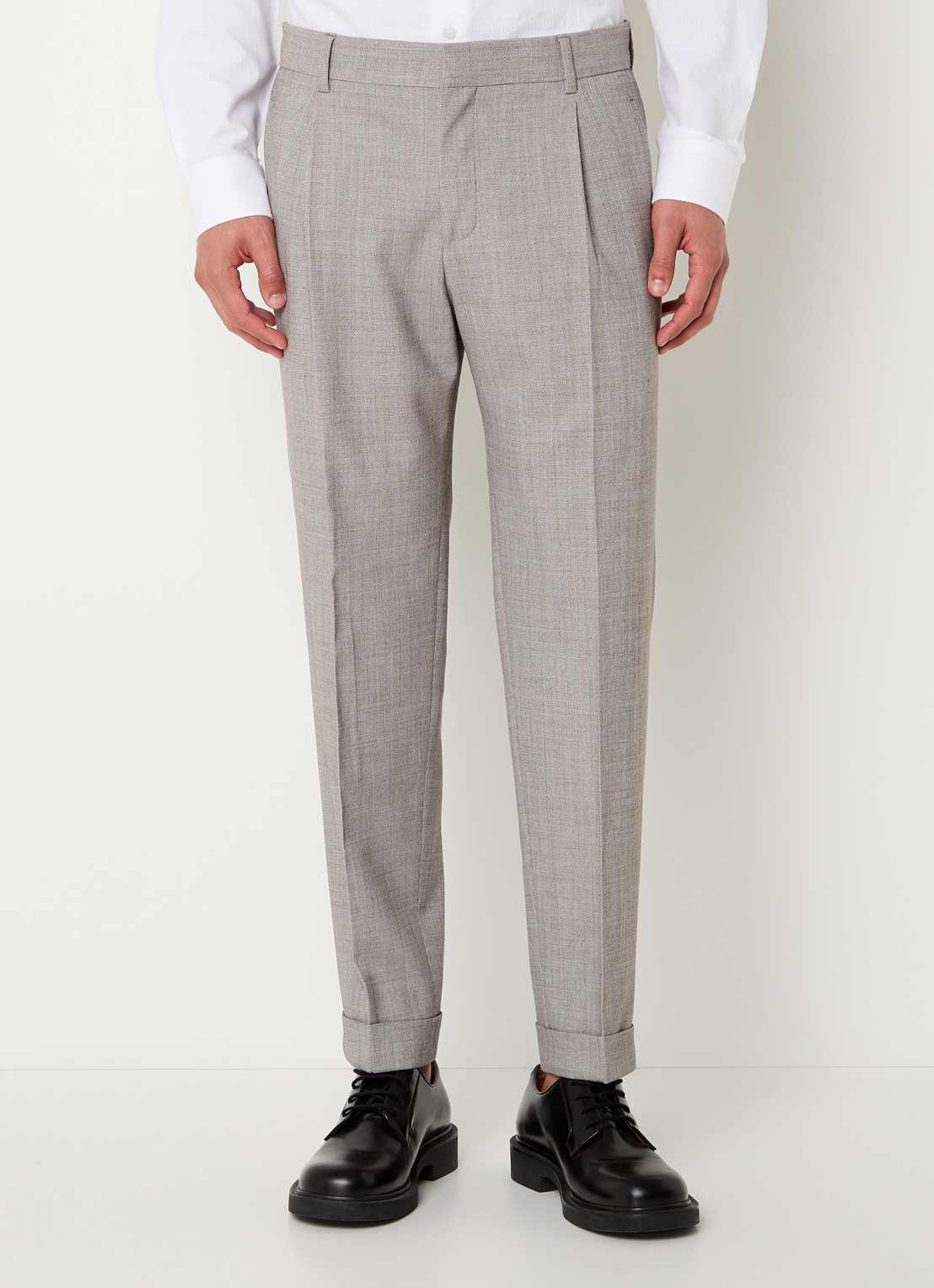 Strellson Luis straight fit pantalon in wolblend met steekzakken - detail 2 beige