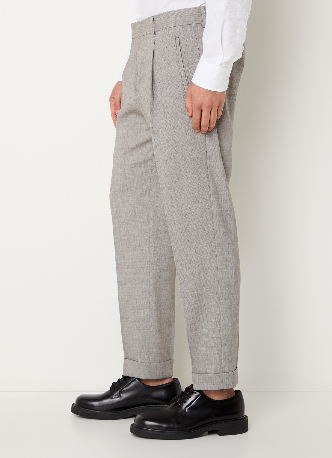 Strellson Luis straight fit pantalon in wolblend met steekzakken - detail 3 beige