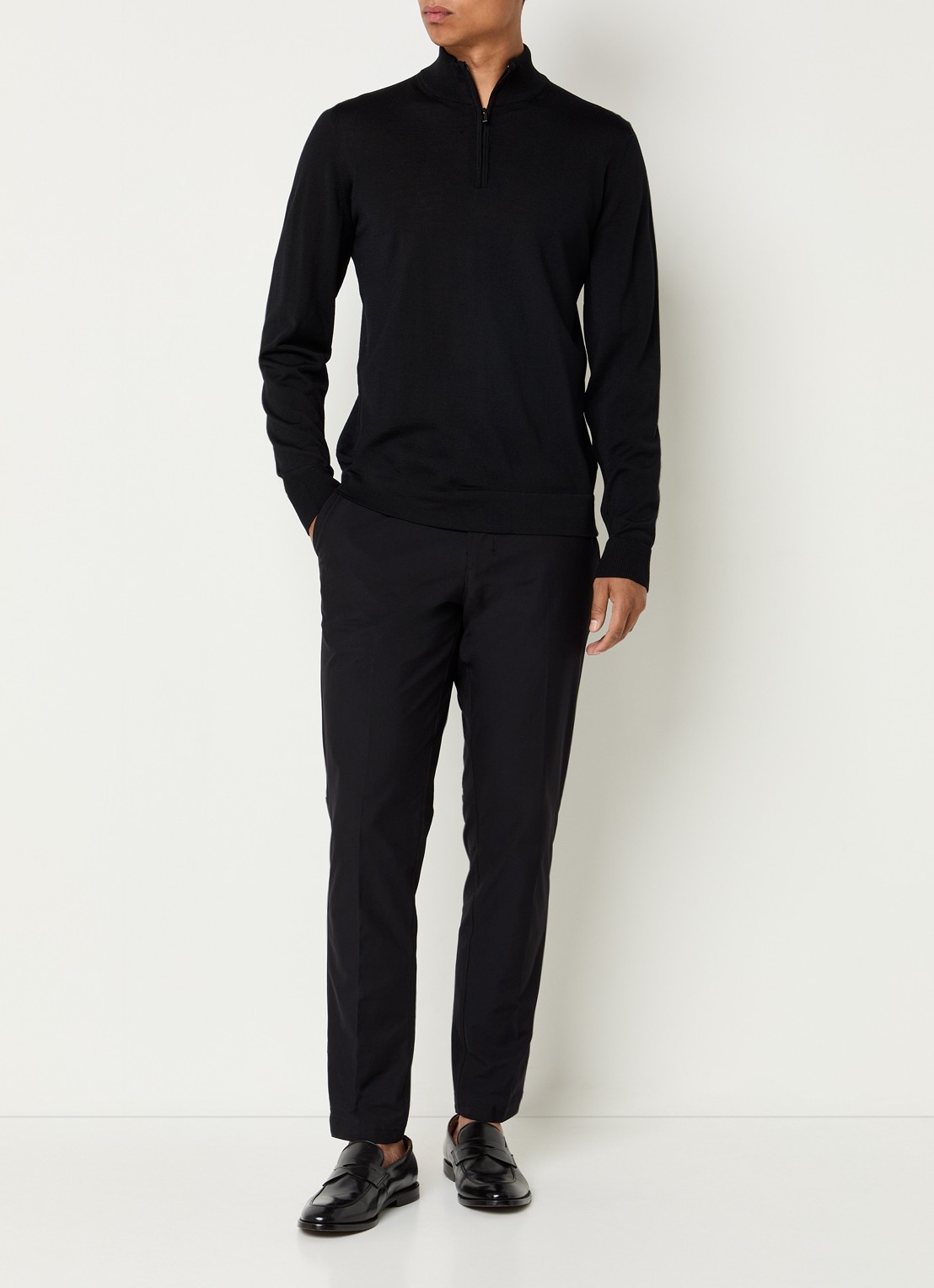 Strellson Marek fijngebreide pullover van scheerwol - voorkant 2 zwart