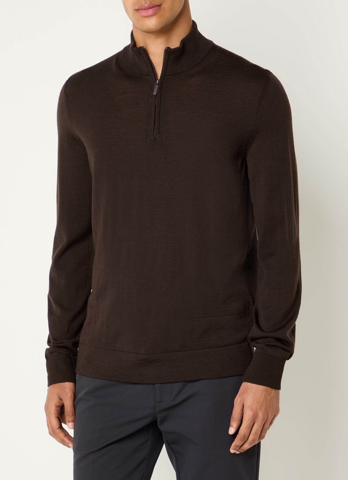 Strellson Marek fijngebreide pullover van scheerwol - detail 2 donkerbruin