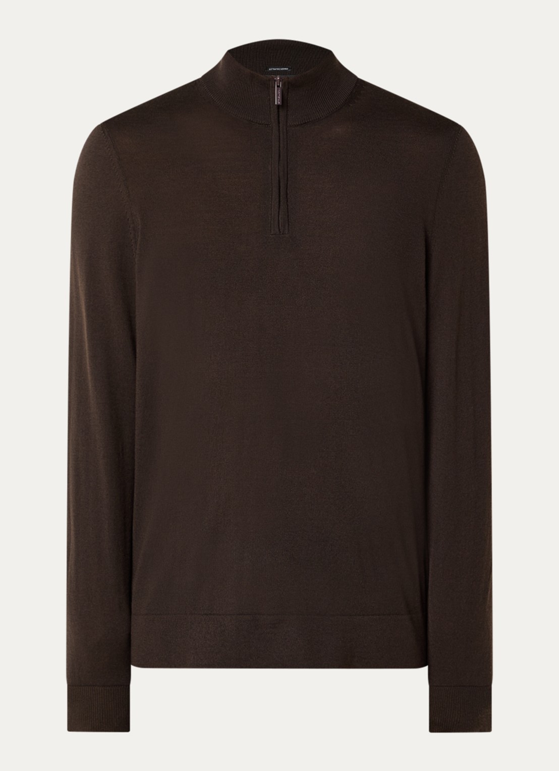 Strellson Marek fijngebreide pullover van scheerwol - voorkant 3 donkerbruin