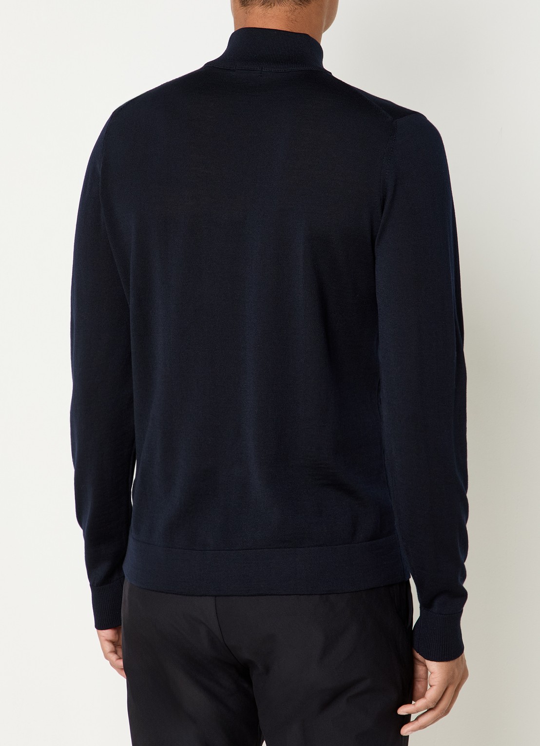 Strellson Marek fijngebreide pullover van scheerwol - achterkant 2 donkerblauw