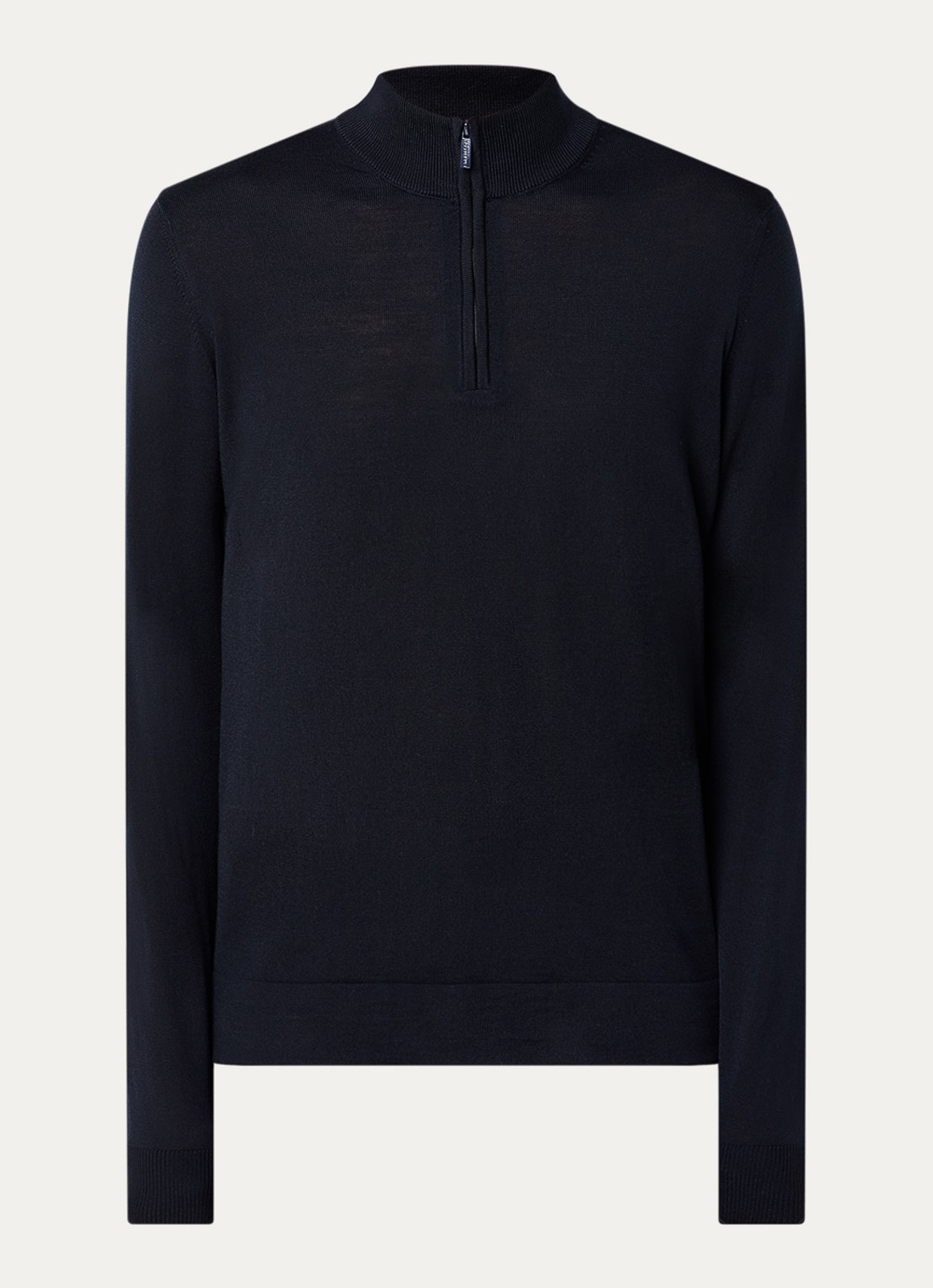 Strellson Marek fijngebreide pullover van scheerwol - voorkant 3 donkerblauw