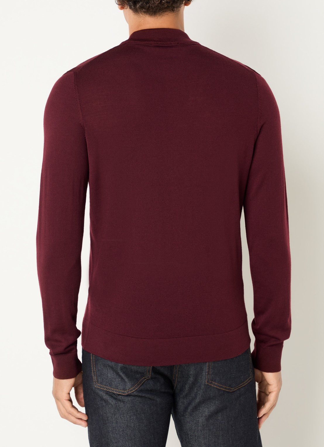 Strellson Marek fijngebreide pullover van wol met col - achterkant 3 bordeauxrood