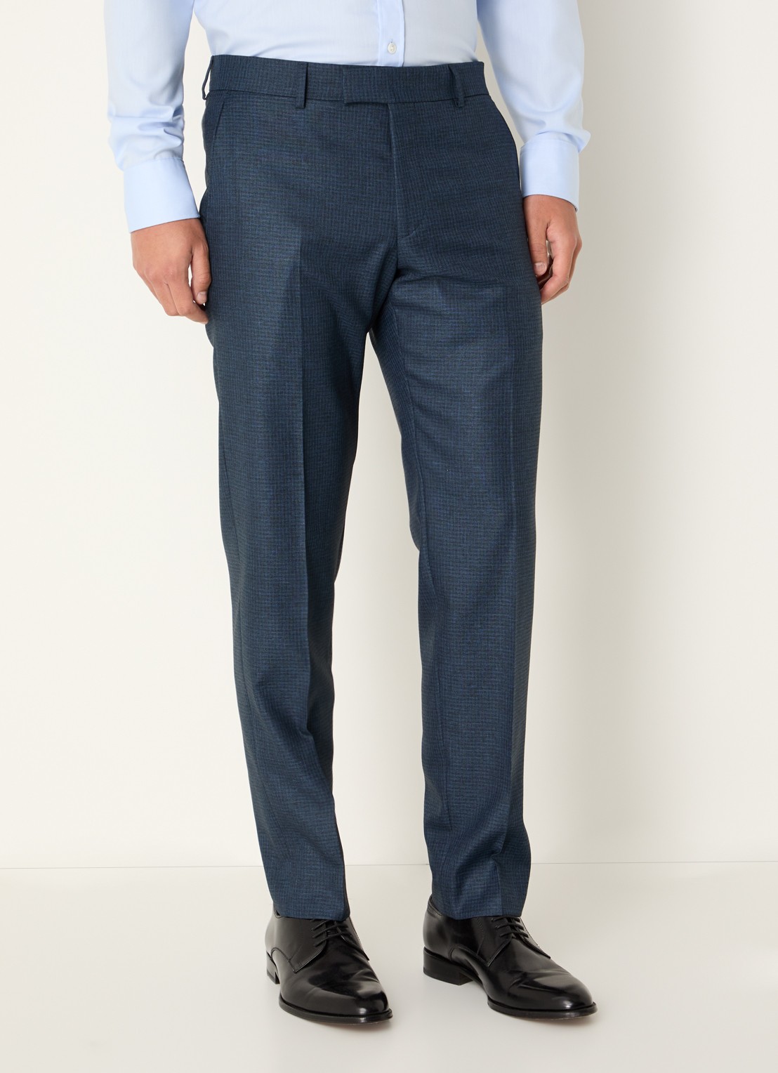 Strellson Melwin slim fit pantalon met ruitdessin - detail 2 indigo