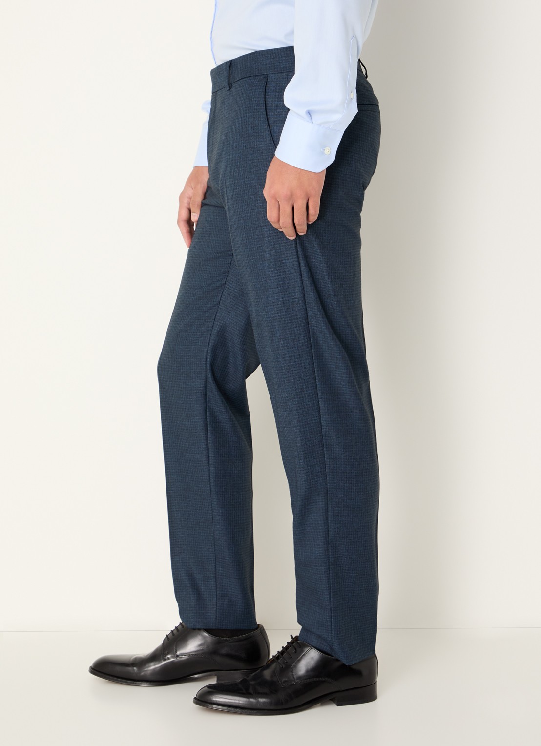 Strellson Melwin slim fit pantalon met ruitdessin - detail 3 indigo