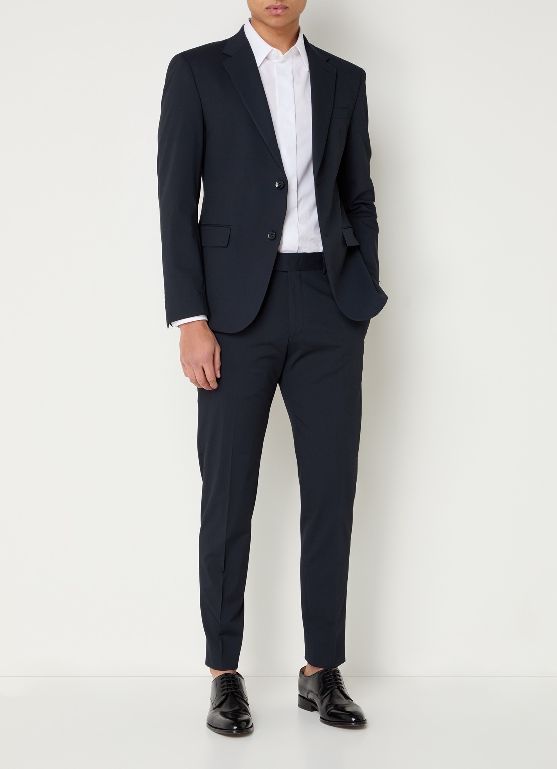 Strellson Melwin slim fit pantalon met steekzakken - voorkant 4 donkerblauw