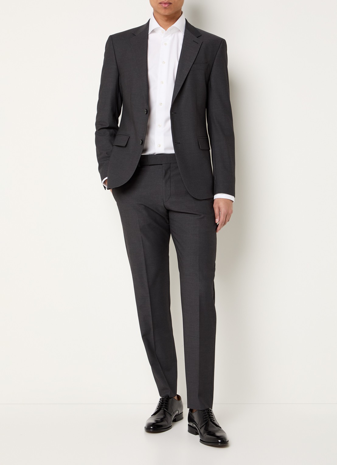 Strellson Melwin slim fit pantalon met steekzakken - voorkant 2 antraciet