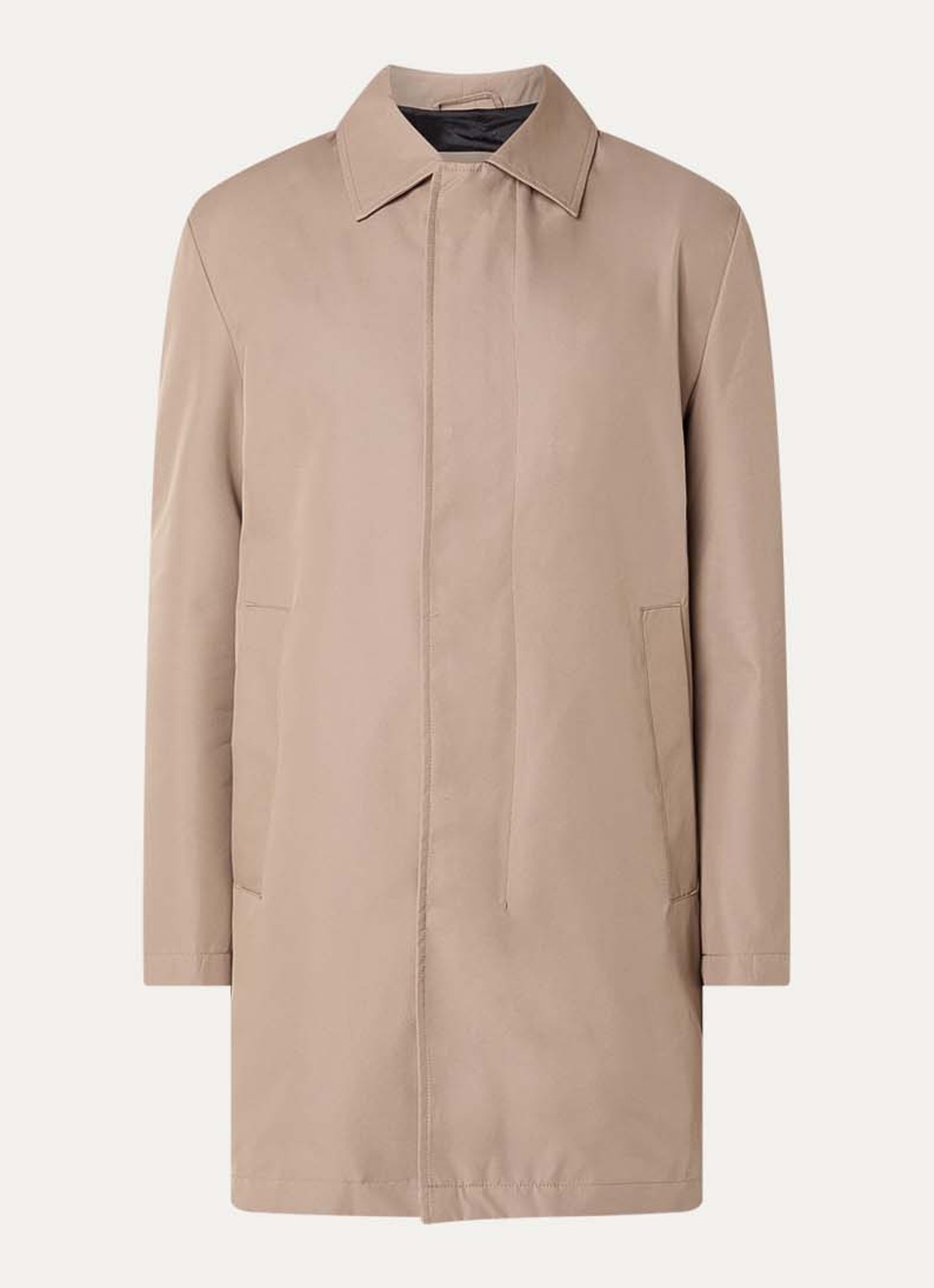 Strellson Naro trenchcoat met steekzakken en kraag - voorkant donkerbeige