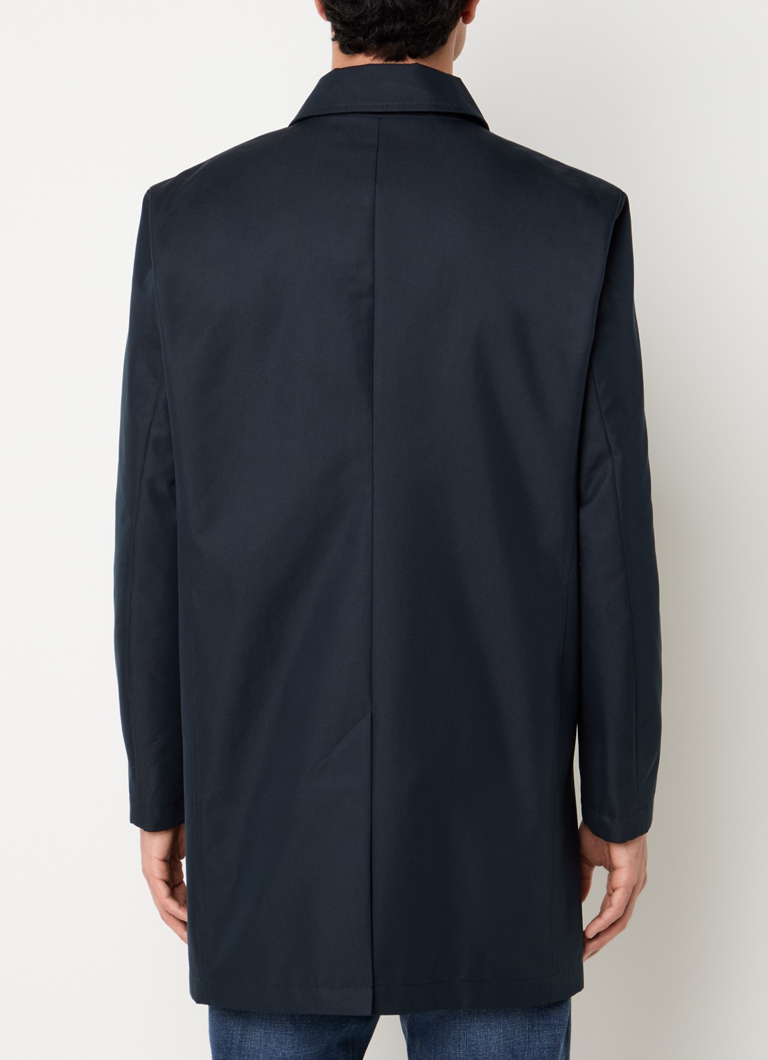 Strellson Naro trenchcoat met steekzakken en kraag - achterkant 4 donkerblauw