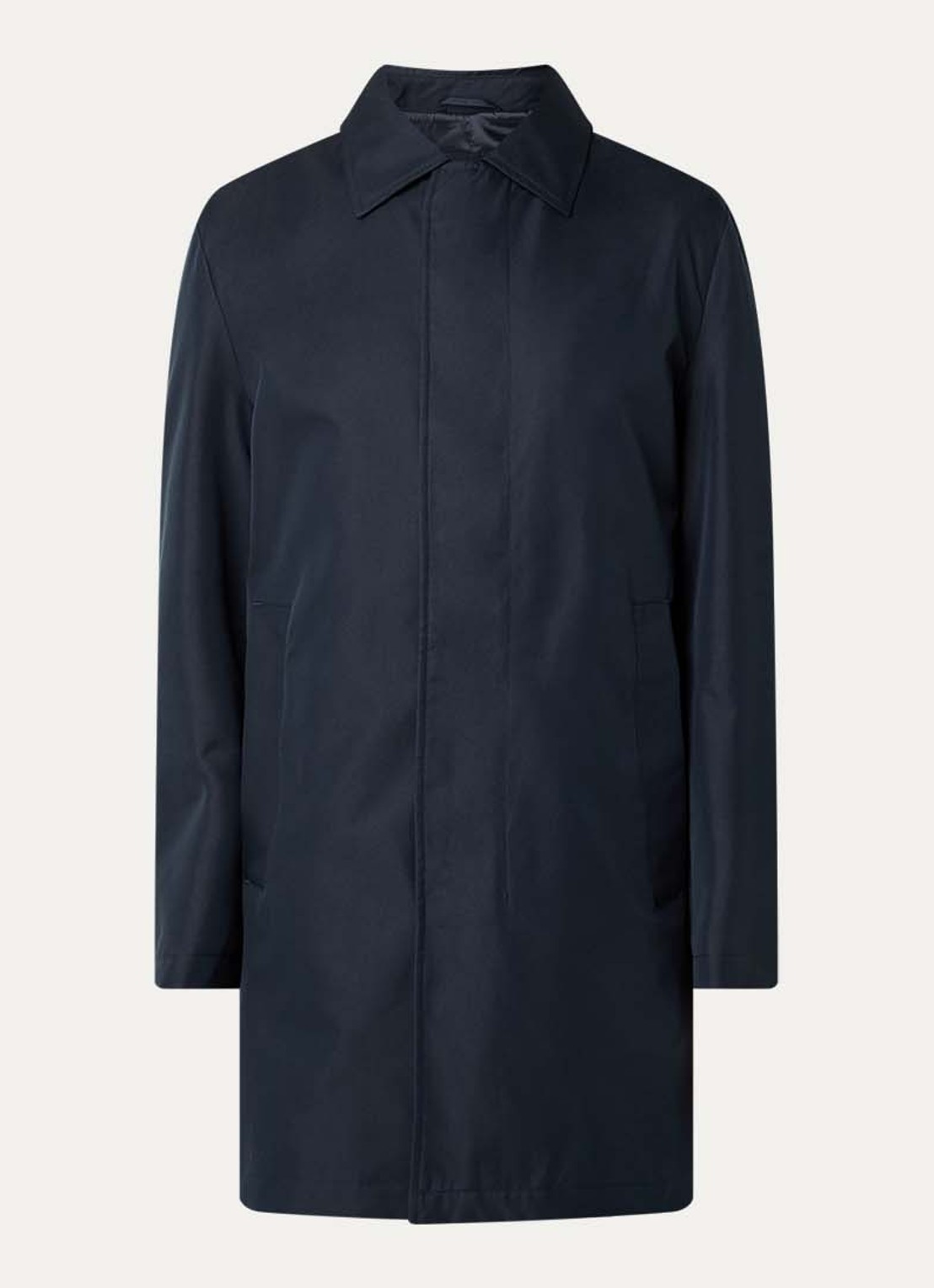 Strellson Naro trenchcoat met steekzakken en kraag - voorkant 2 donkerblauw