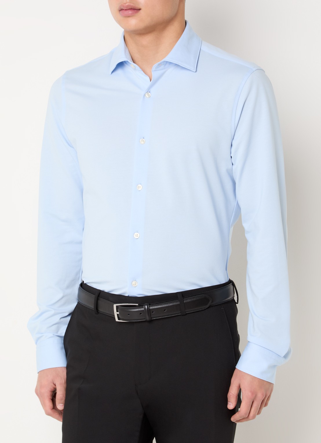Strellson Powerflex regular fit overhemd met stretch - detail lichtblauw