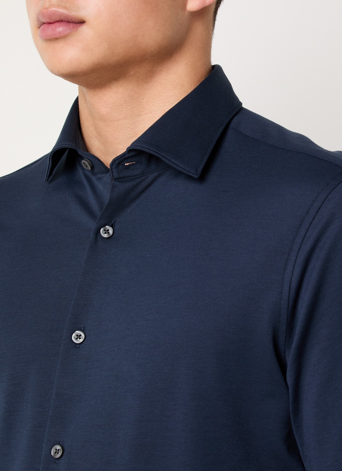 Strellson Powerflex regular fit overhemd met stretch - detail 5 donkerblauw