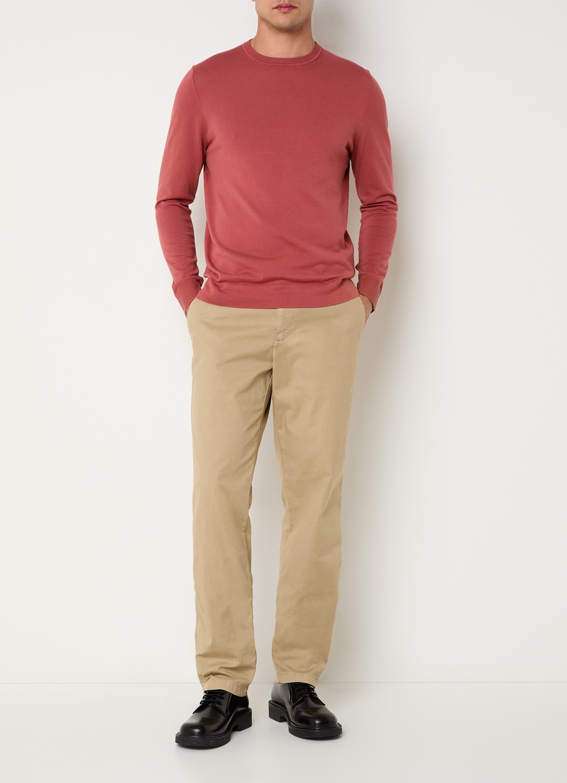 Strellson Rion-D tapered fit broek met steekzakken - voorkant 5 beige