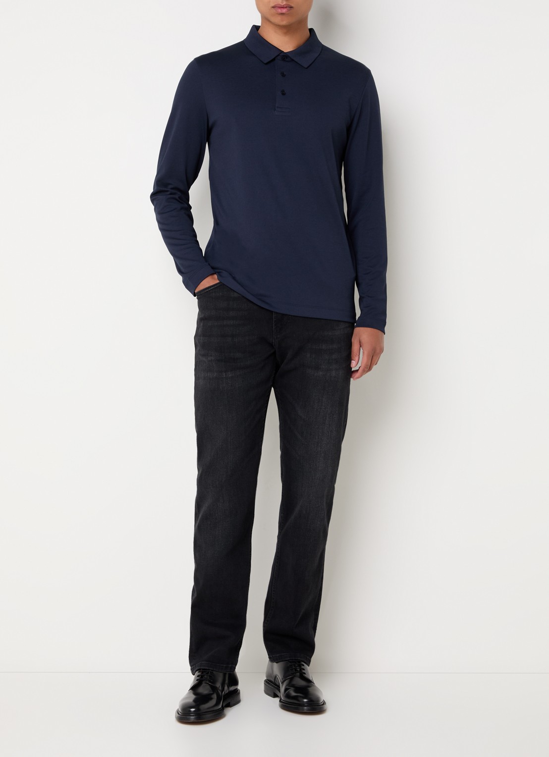 Strellson Rui straight leg jeans met gekleurde wassing - voorkant 4 zwart